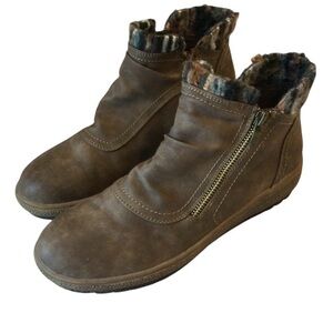 Patrizia by Spring Step Brown Ankle Boots Tracie Fur Lining  Zip casual 10